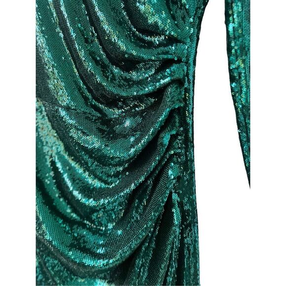 Dress The Population Emilia Sequin Long Sleeve Midi Dress Womens Green Small - Picture 5 of 11